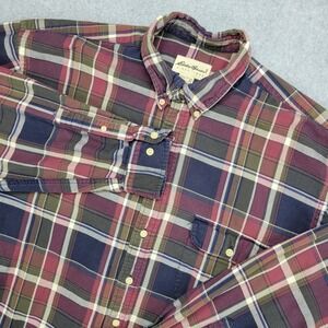 Eddie Bauer Tall Ultrasize Mens XLT Plaid Button Down Long Sleeve Flannel Shirt